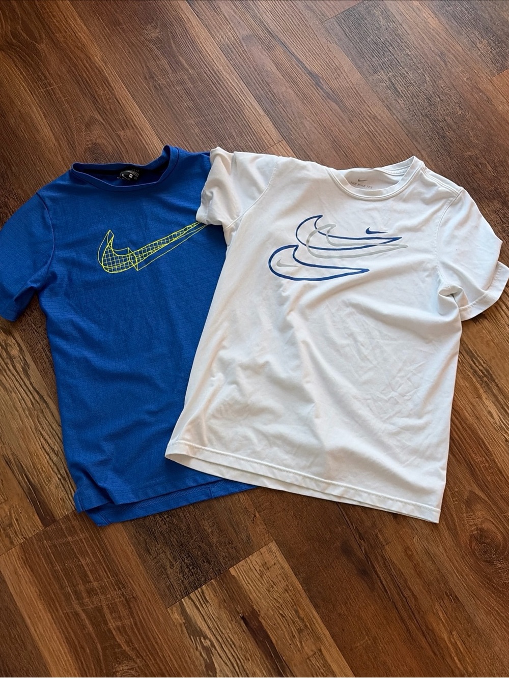 Nike Kids Short-Sleeve Logo Tees in Royal Blue & White